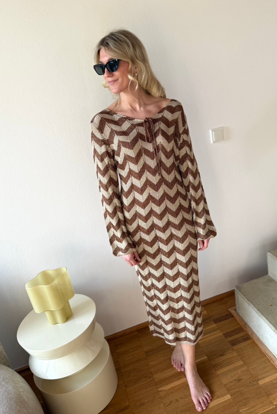 Kleid mit Print - Braun
