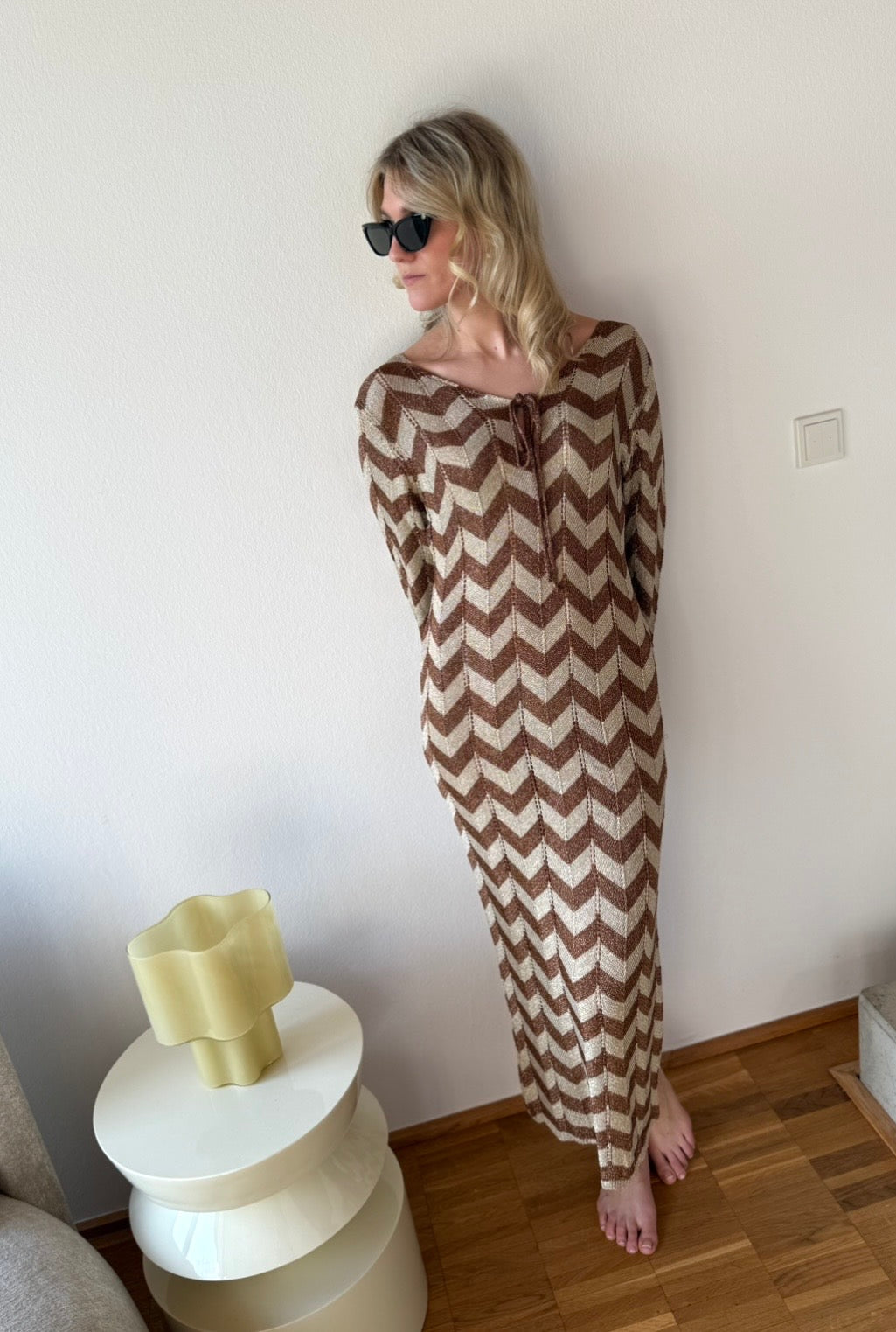 Kleid mit Print - Braun