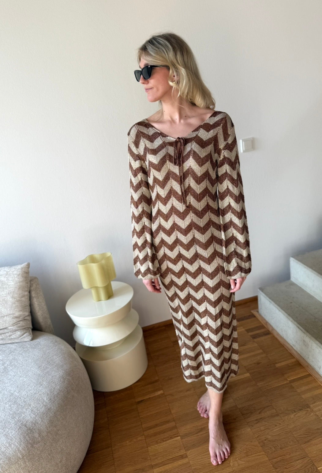 Kleid mit Print - Braun