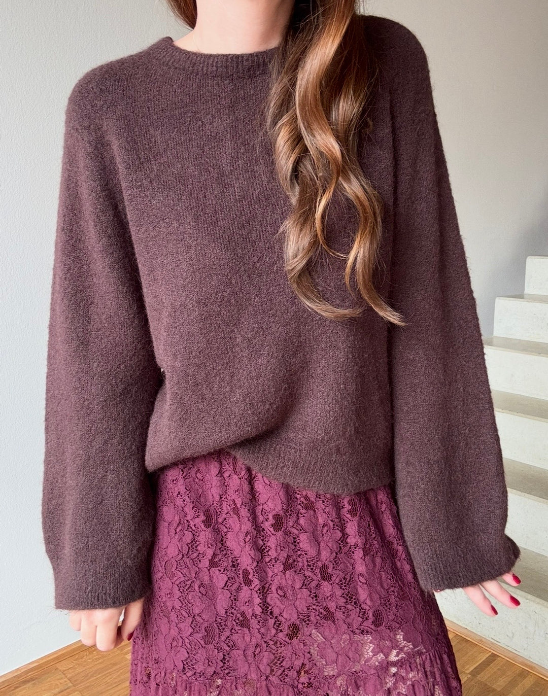 Pullover mit weiterem Arm - Braun