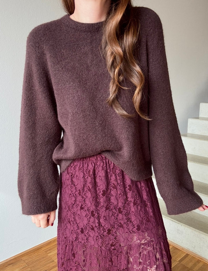 Pullover mit weiterem Arm - Braun