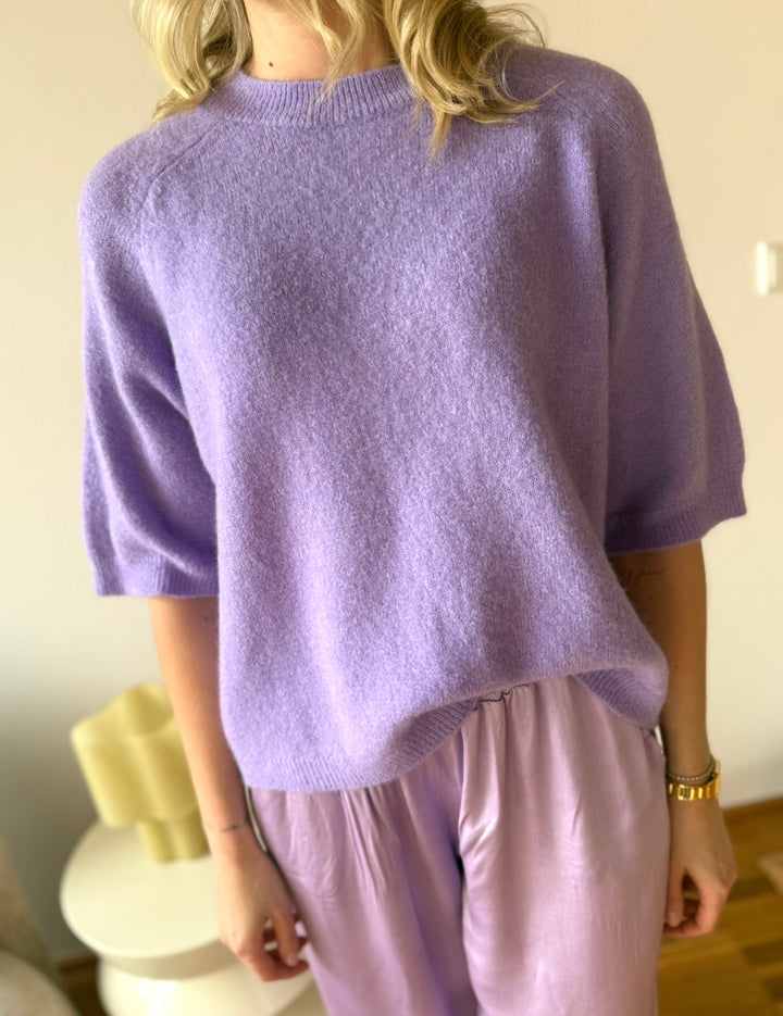 Strickshirt mit Baby-Alpaka - Flieder