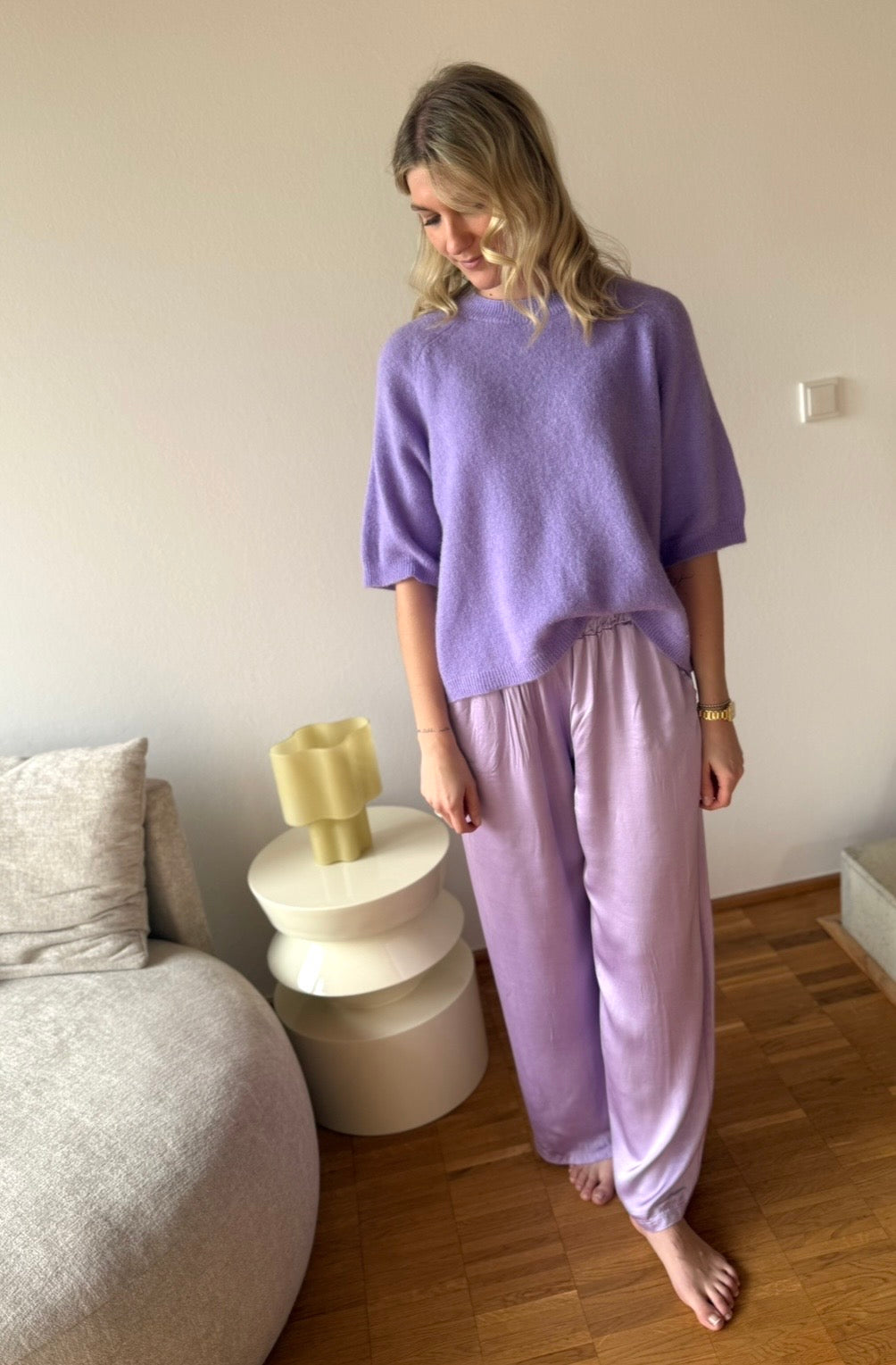Strickshirt mit Baby-Alpaka - Flieder