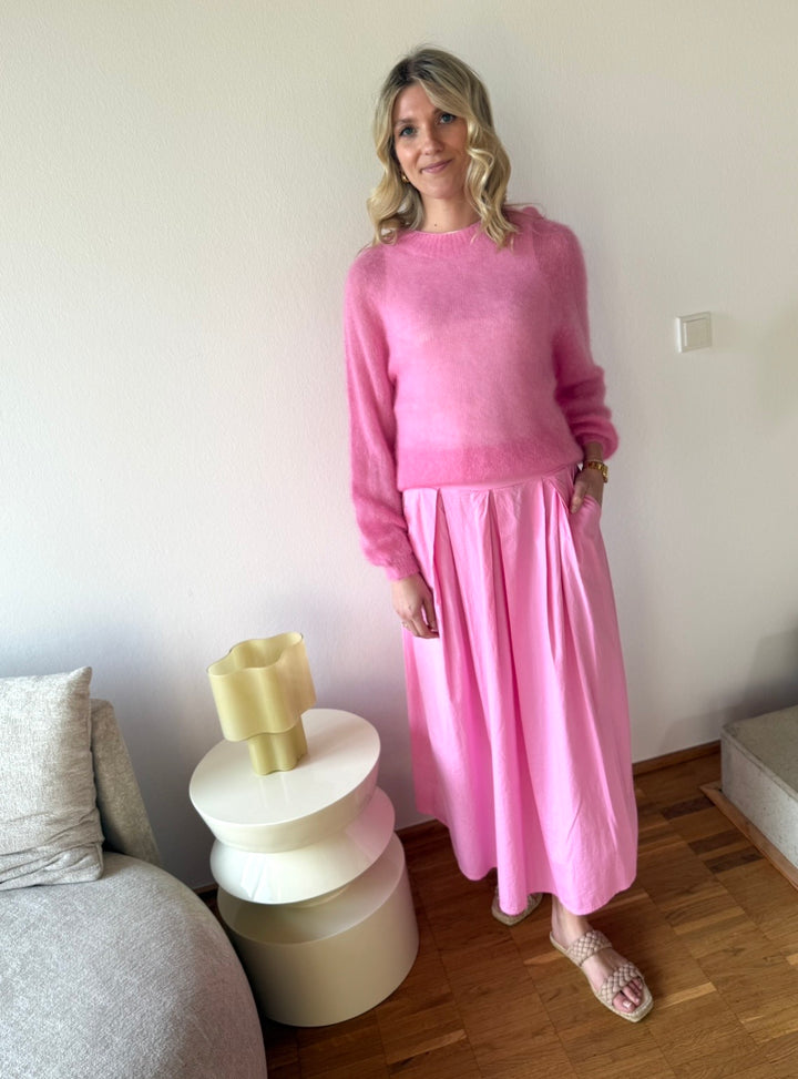Dünner Mohair-pullover (enger Arm) - Pink