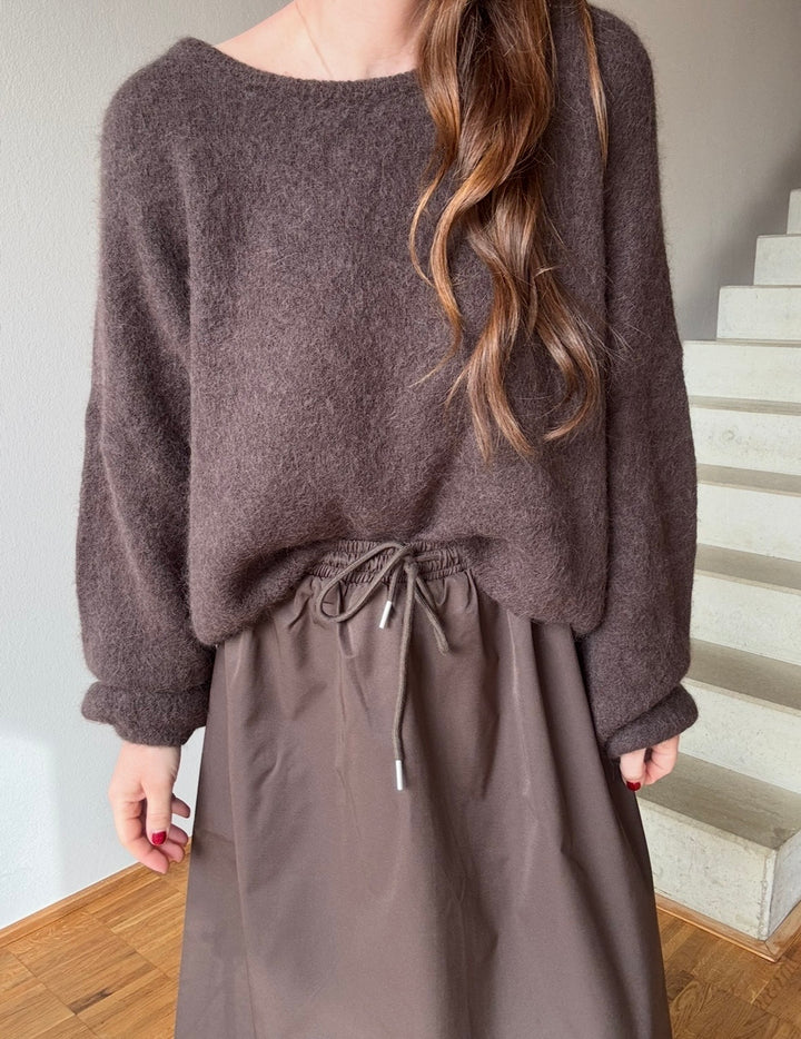 Weiter Pullover - Schokobraun