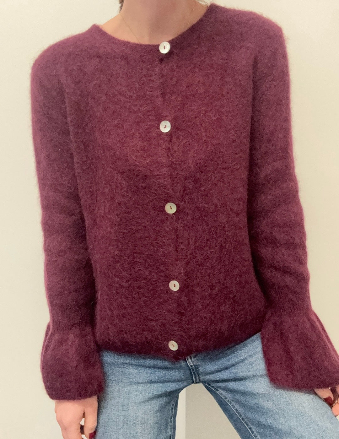 Baby-Alpaka-Cardigan - Burgunder