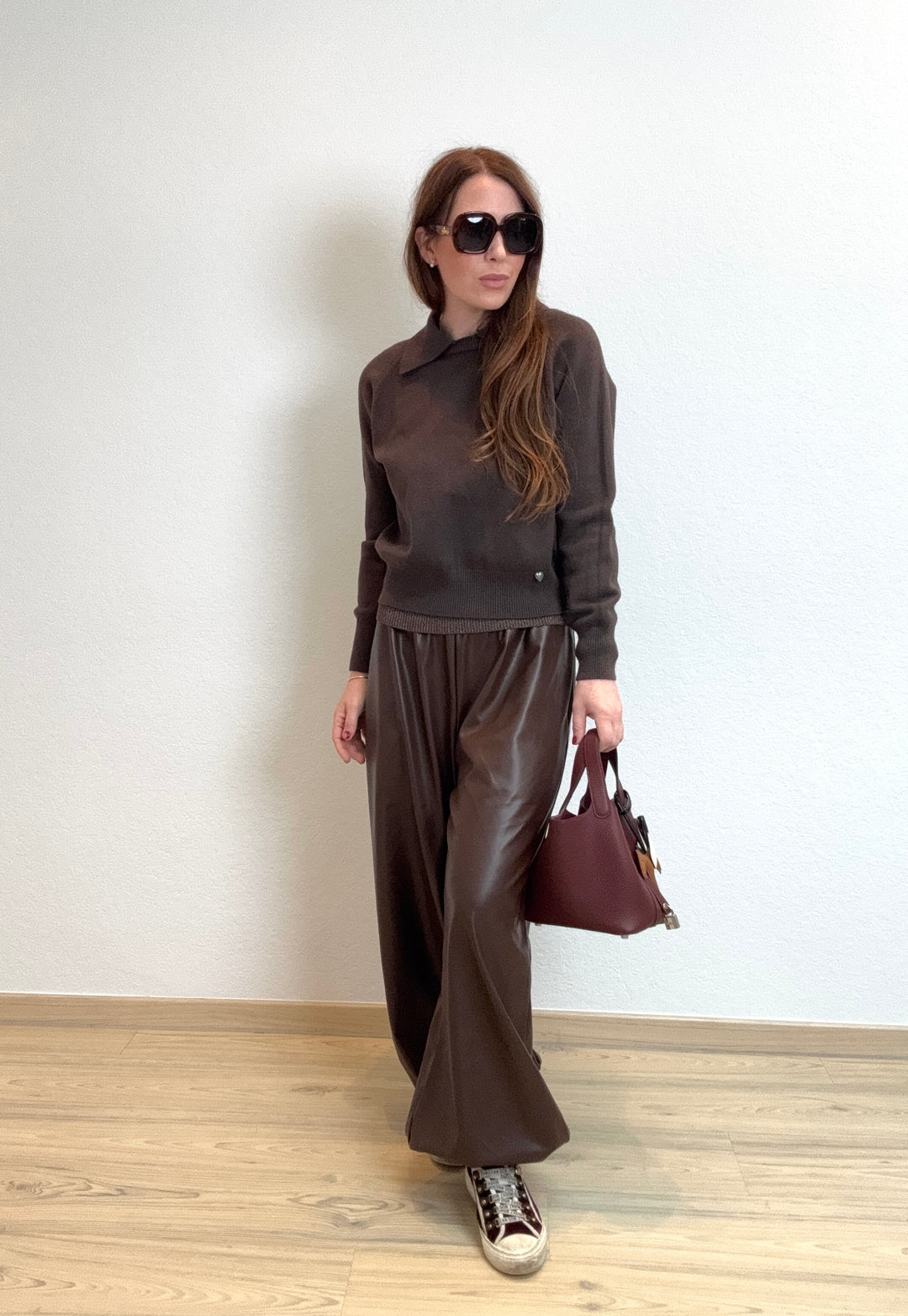 Pullover mit Kragen - Braun