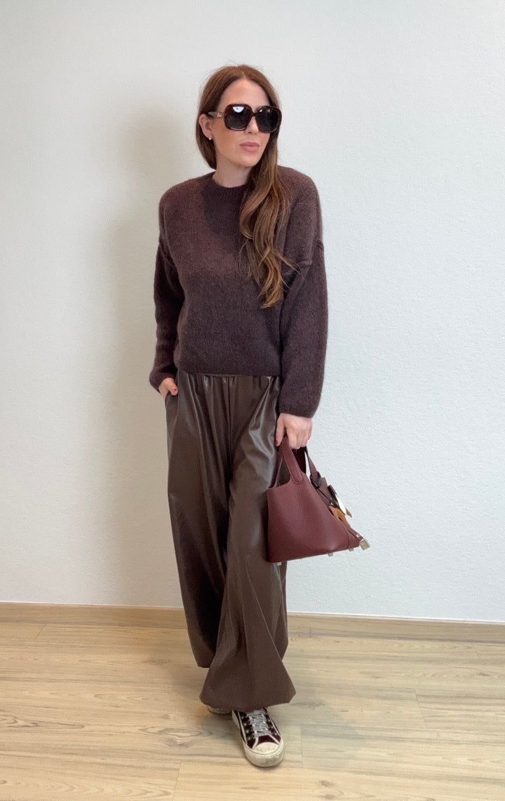 Baby-Alpaka-Pullover - Braun mit Naht