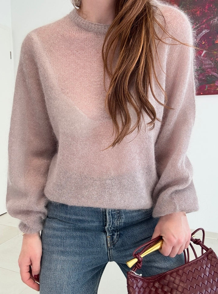 Dünner Mohair-Pullover - Taupe