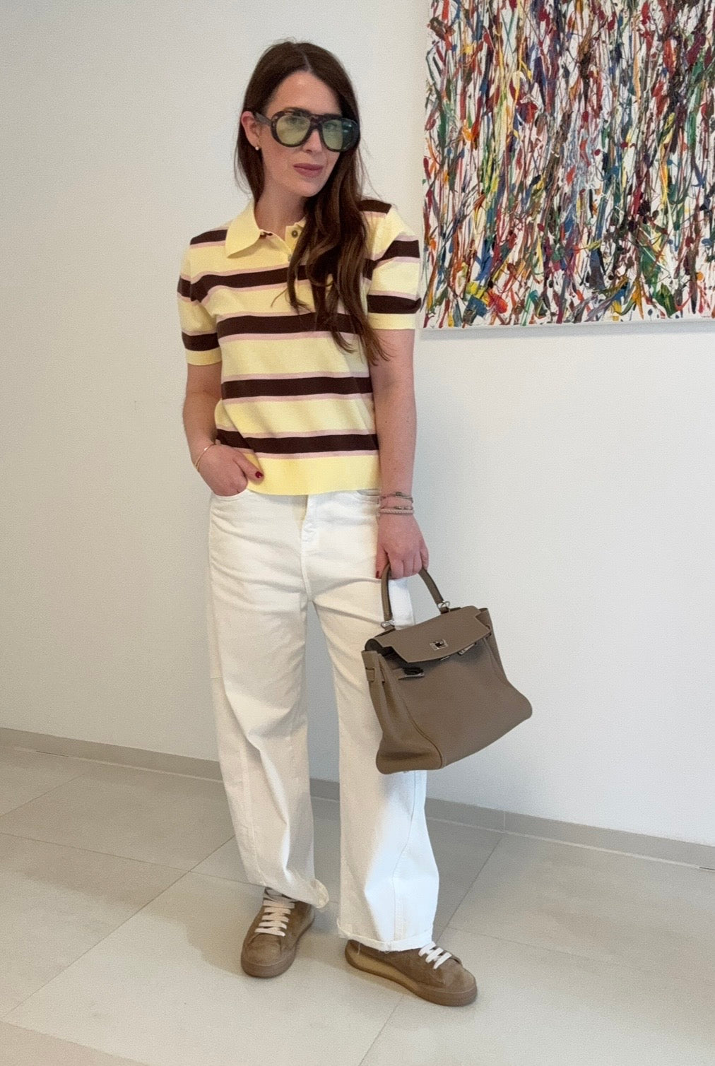 Gestreiftes Poloshirt - Gelb