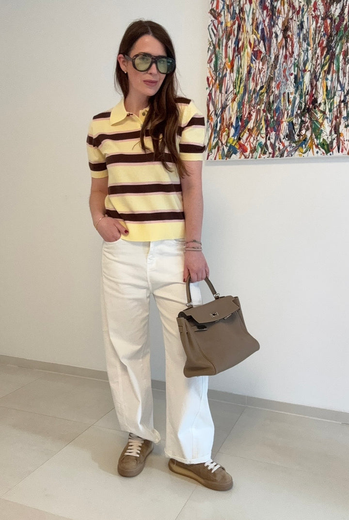 Gestreiftes Poloshirt - Gelb