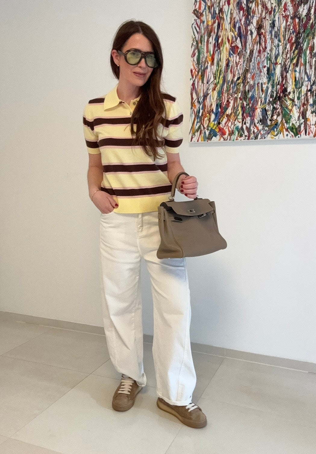 Gestreiftes Poloshirt - Gelb