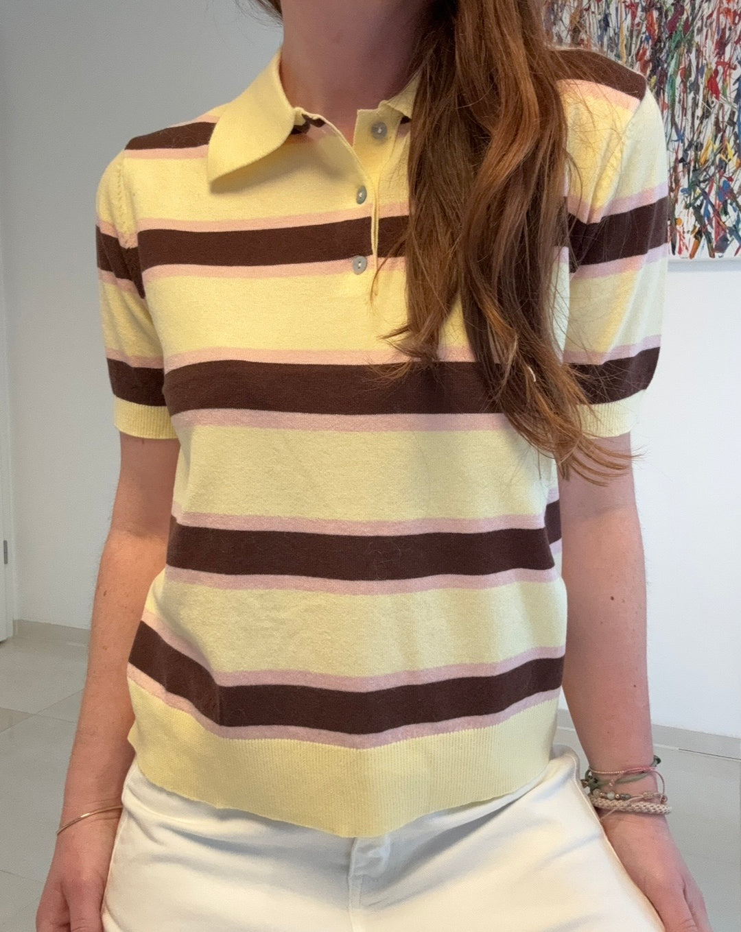 Gestreiftes Poloshirt - Gelb