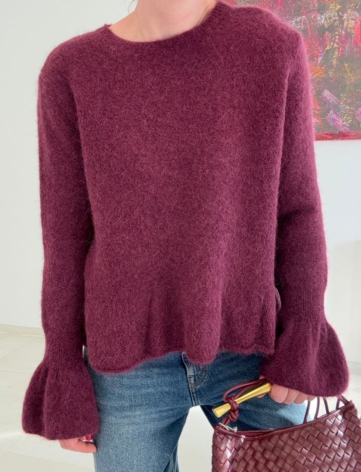 Baby-Alpaka-Pullover - Burgunder