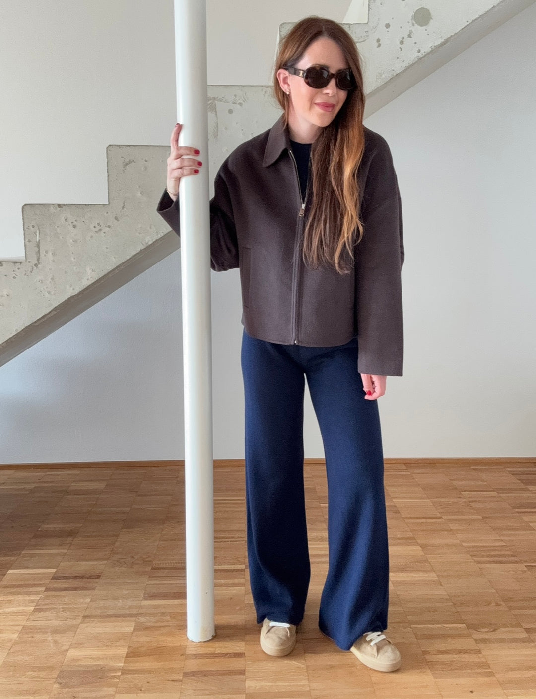 Wolljacke mit Reißverschluss - Mokka