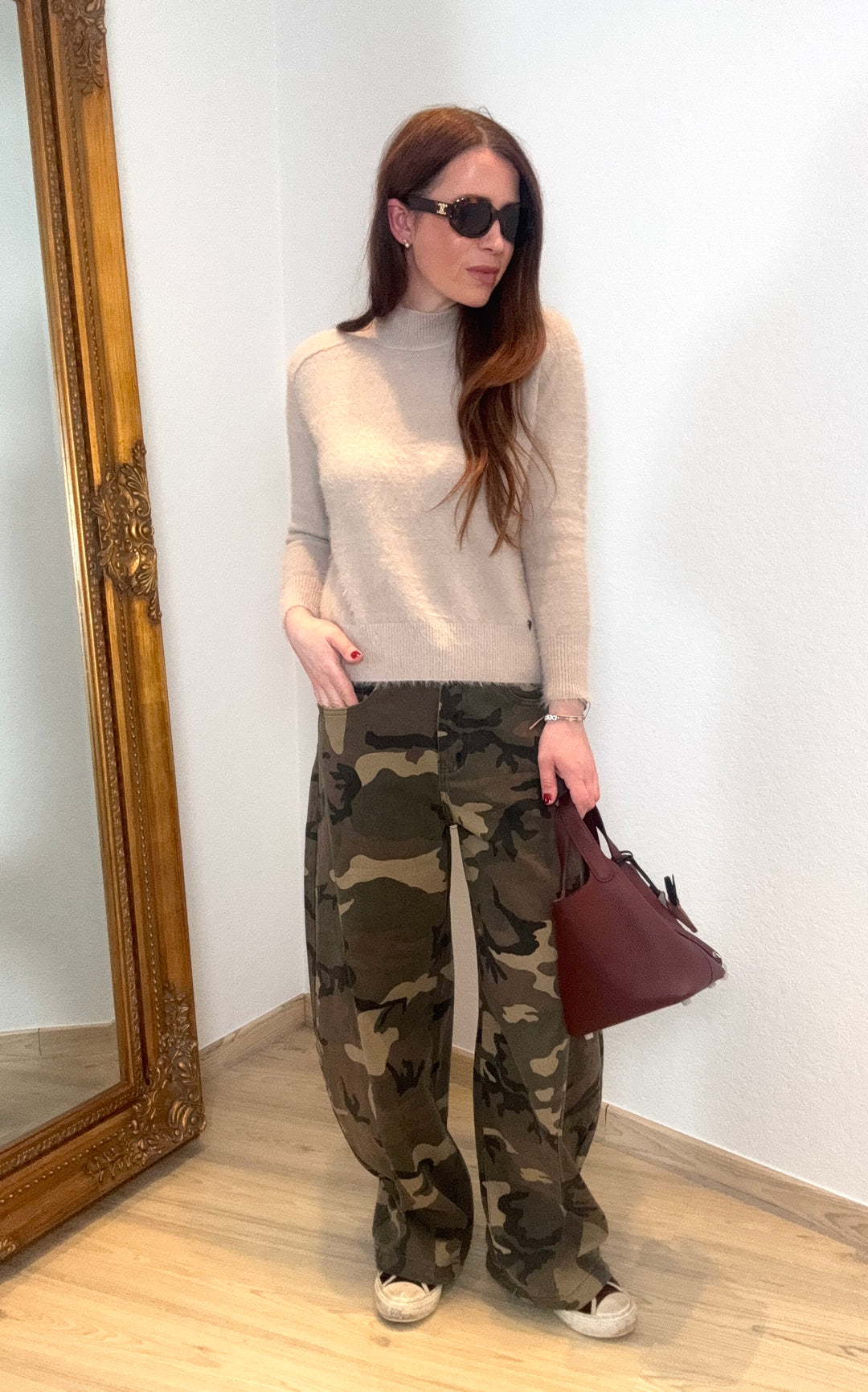 Barrel-Jeans mit Print