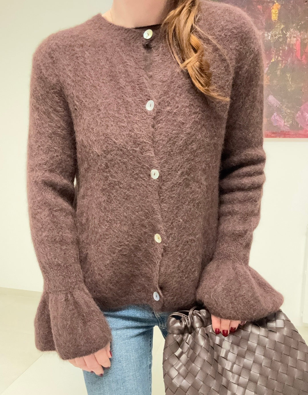 Baby-Alpaka-Cardigan - Braun