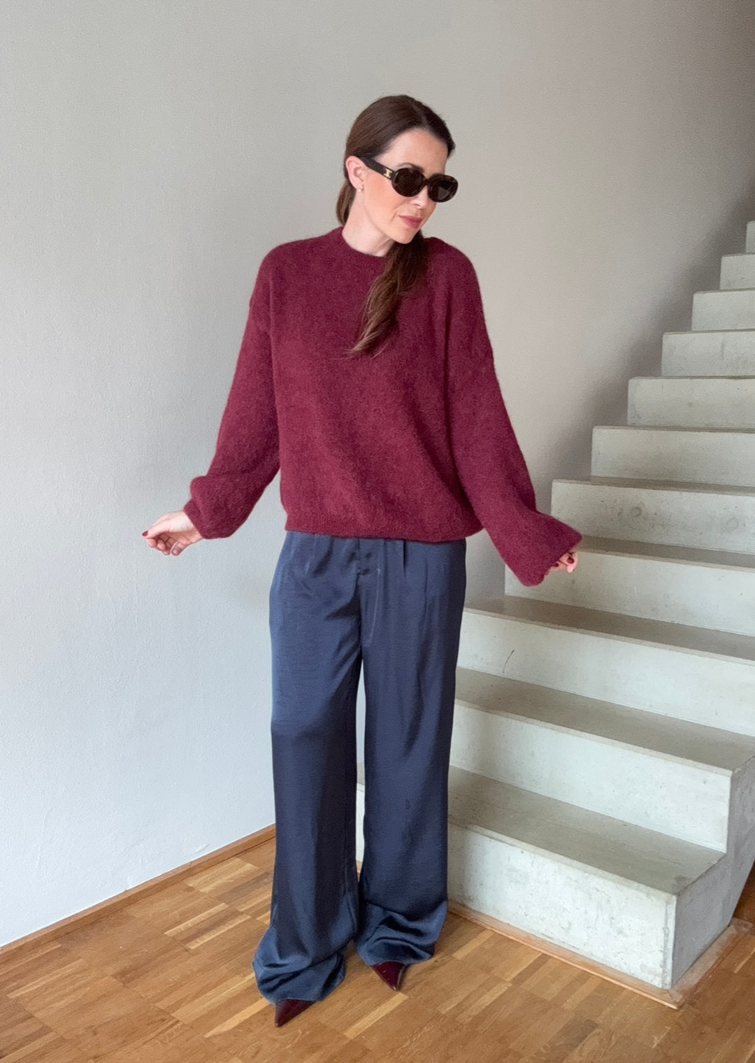 Verspielter Pullover - Burgunder