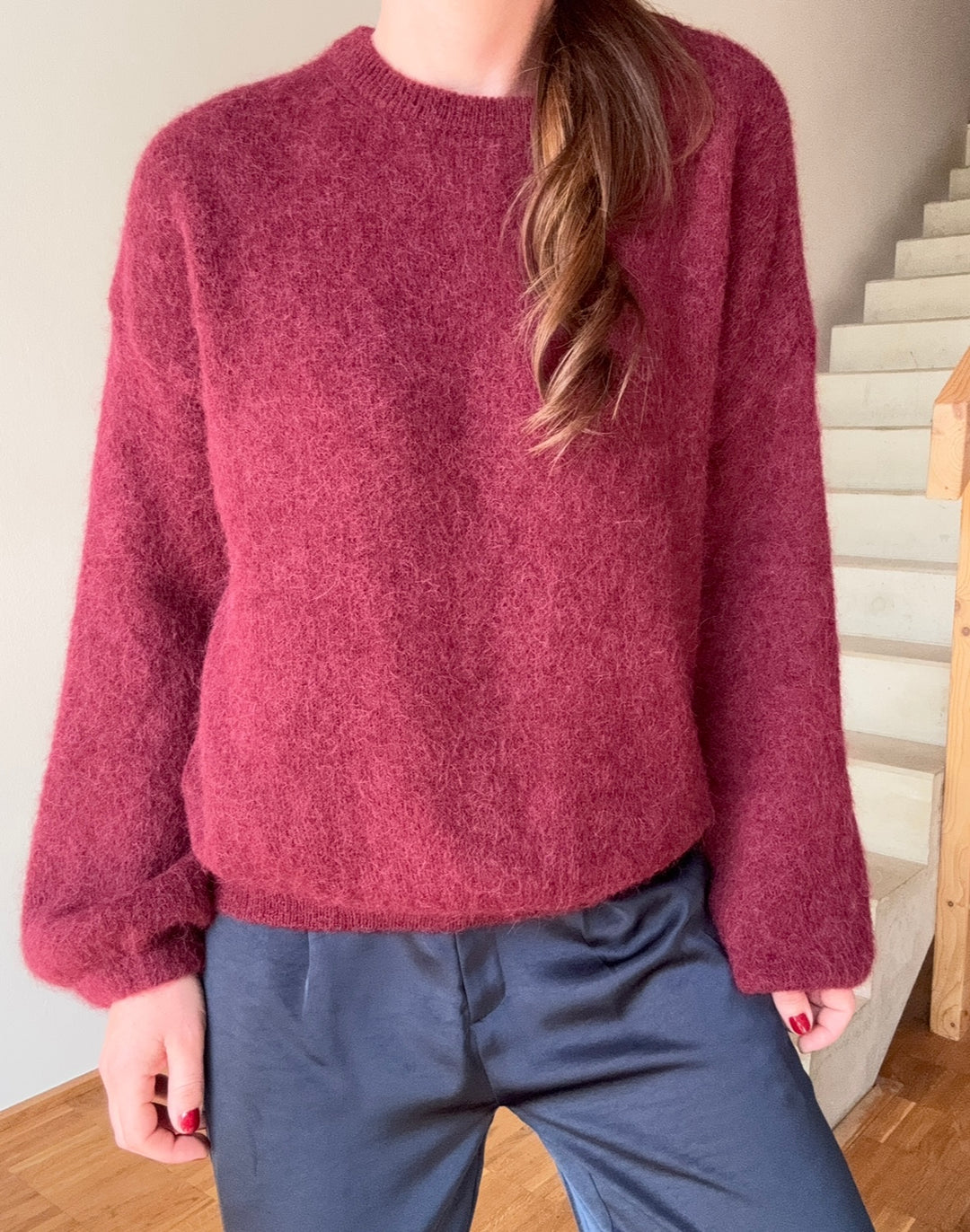 Verspielter Pullover - Burgunder