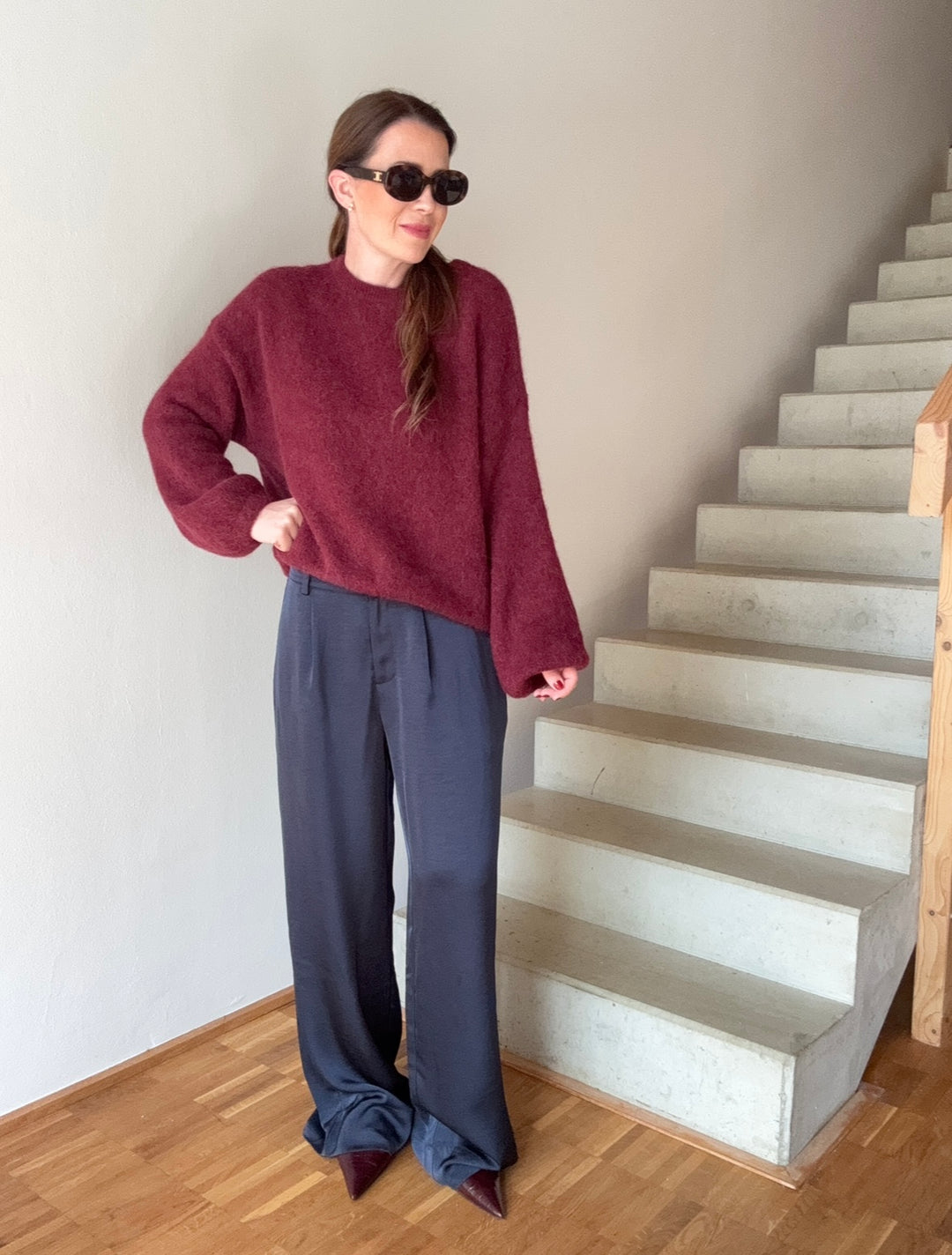 Verspielter Pullover - Burgunder