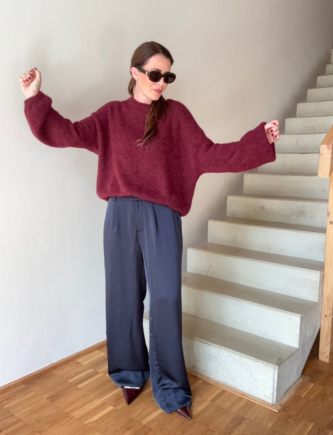 Verspielter Pullover - Burgunder