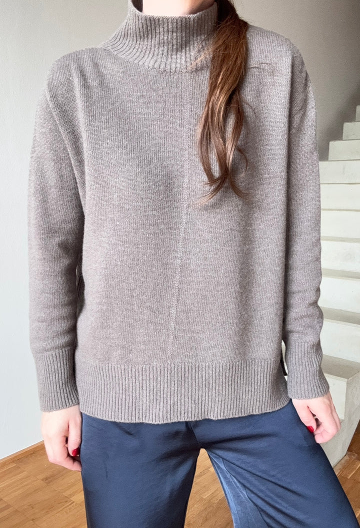 Rollkragenpullover mit Kaschmir - Taupe