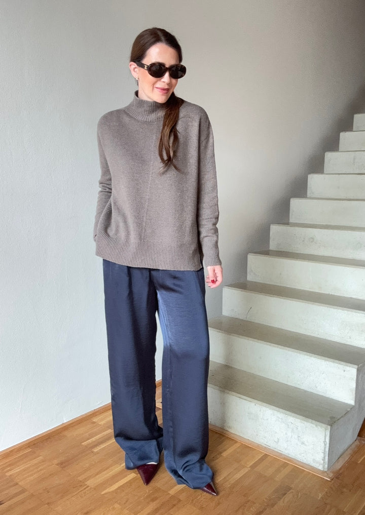 Rollkragenpullover mit Kaschmir - Taupe