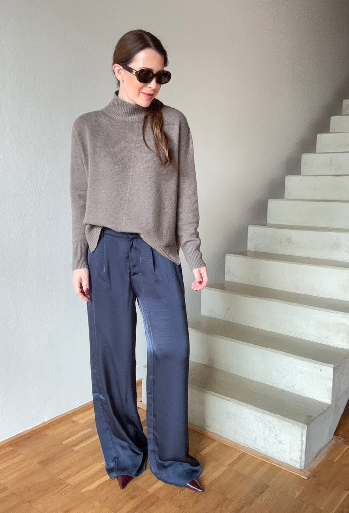 Rollkragenpullover mit Kaschmir - Taupe