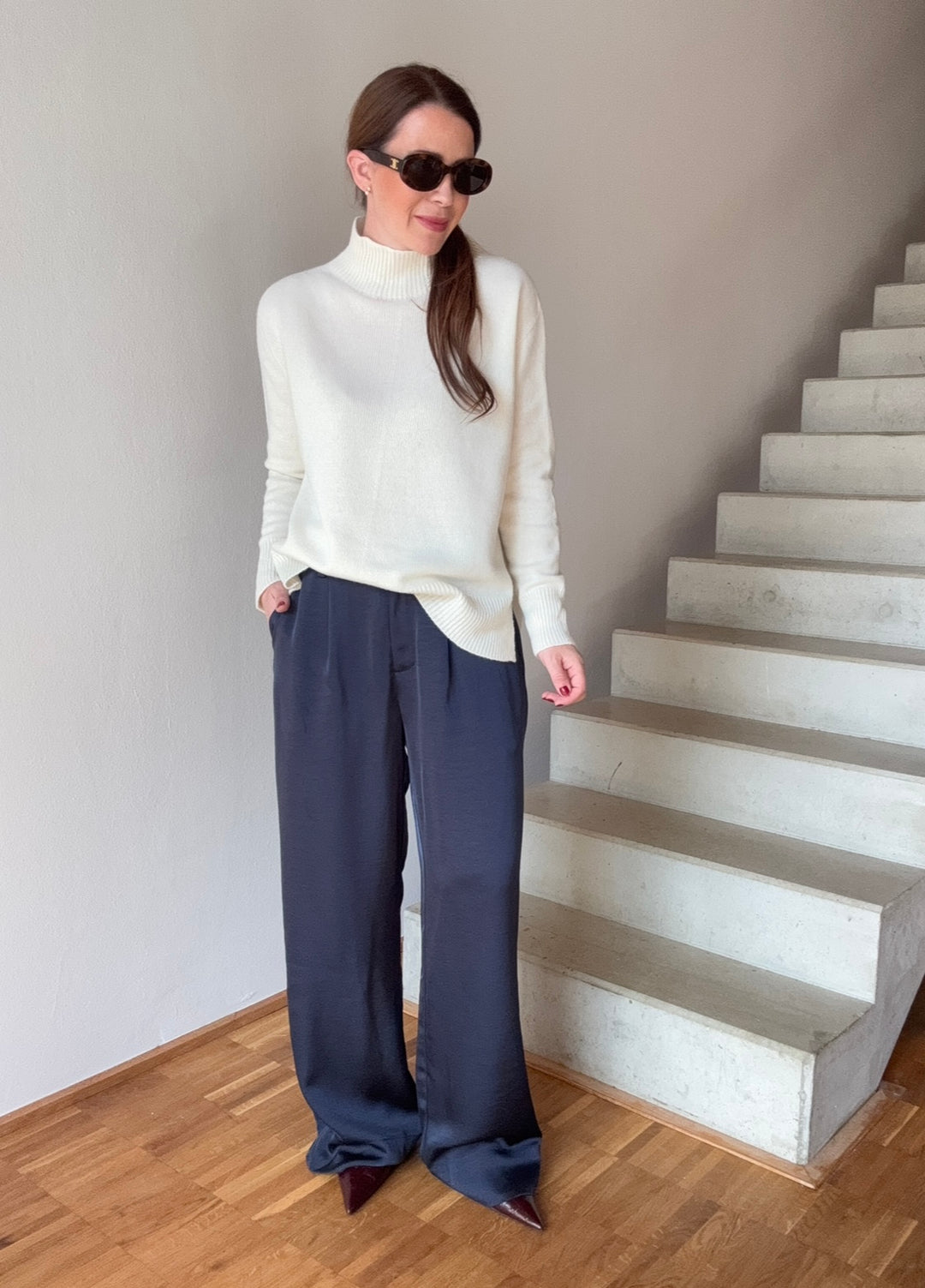 Rollkragenpullover mit Kaschmir - Creme