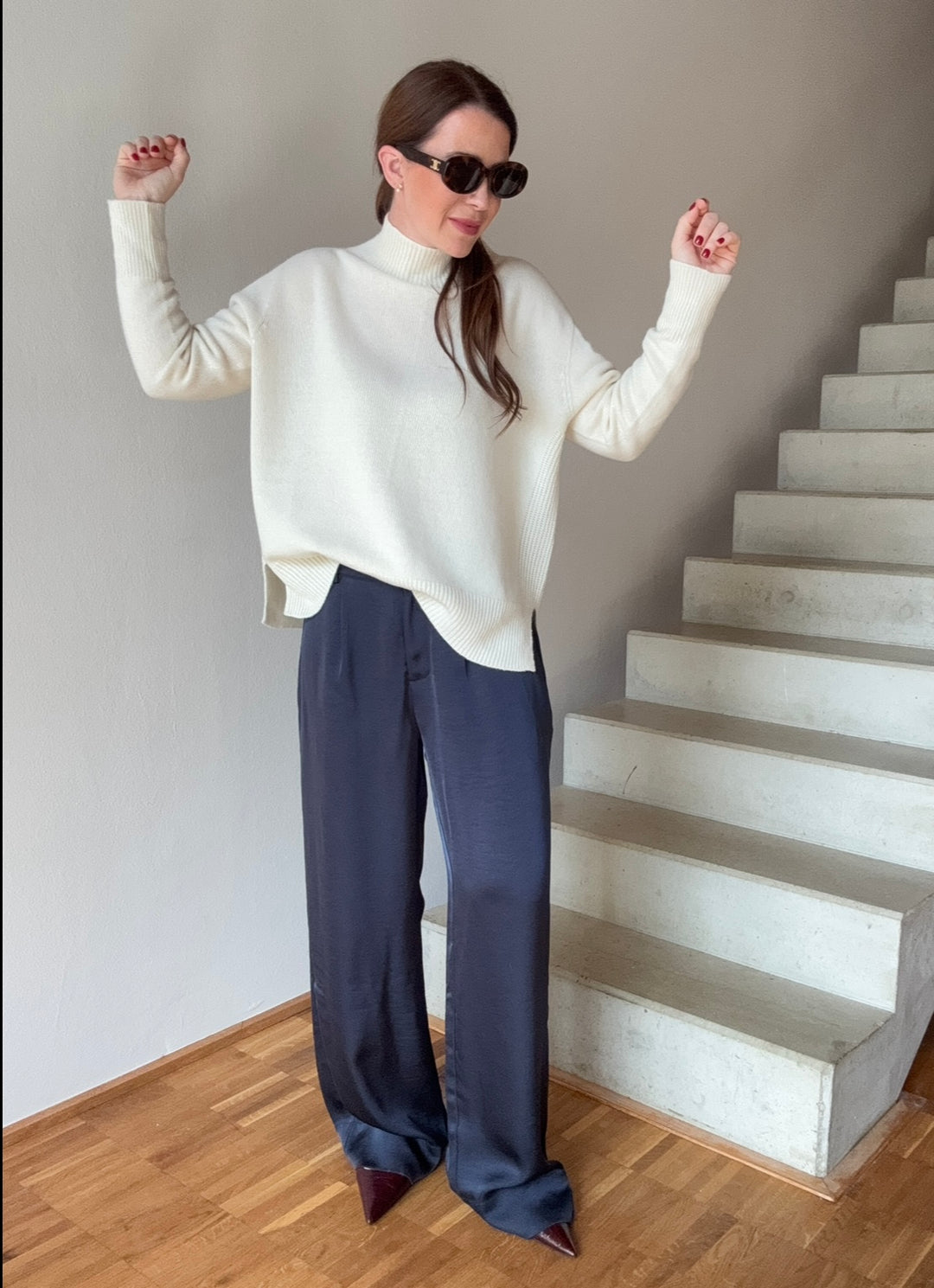 Rollkragenpullover mit Kaschmir - Creme