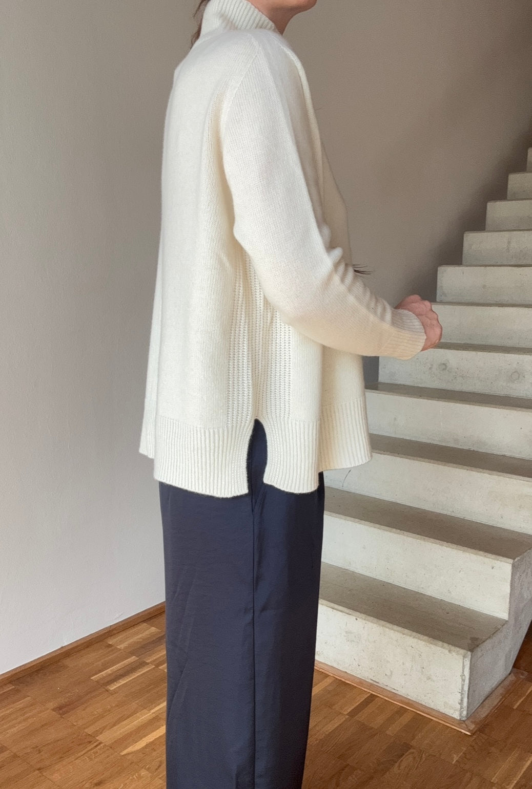 Rollkragenpullover mit Kaschmir - Creme