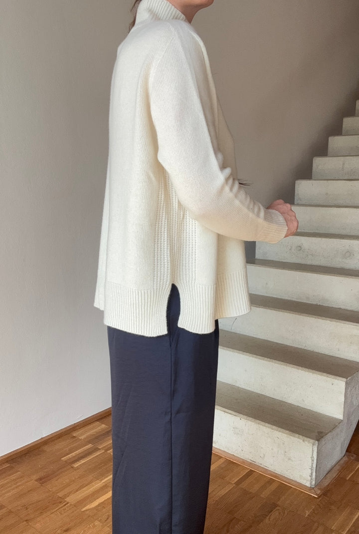 Rollkragenpullover mit Kaschmir - Creme