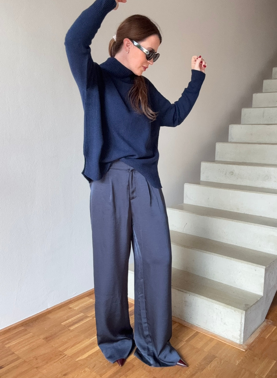 Rollkragenpullover mit Kaschmir - Navy