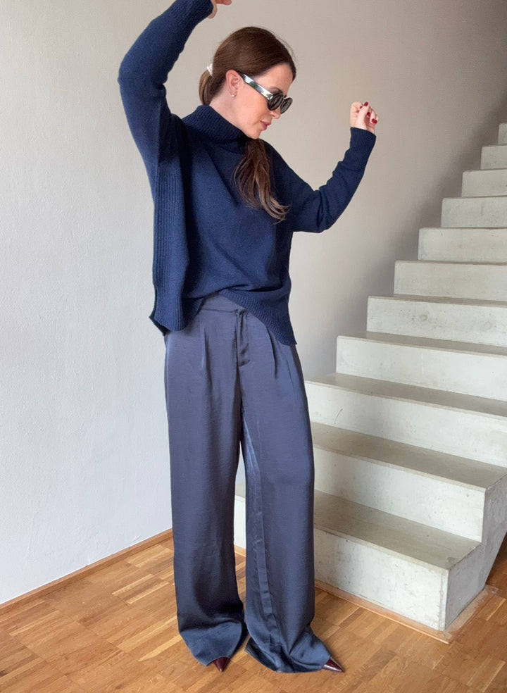 Rollkragenpullover mit Kaschmir - Navy