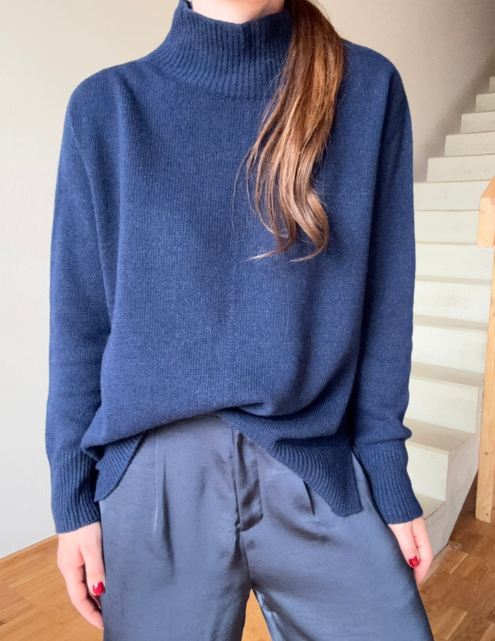 Rollkragenpullover mit Kaschmir - Navy