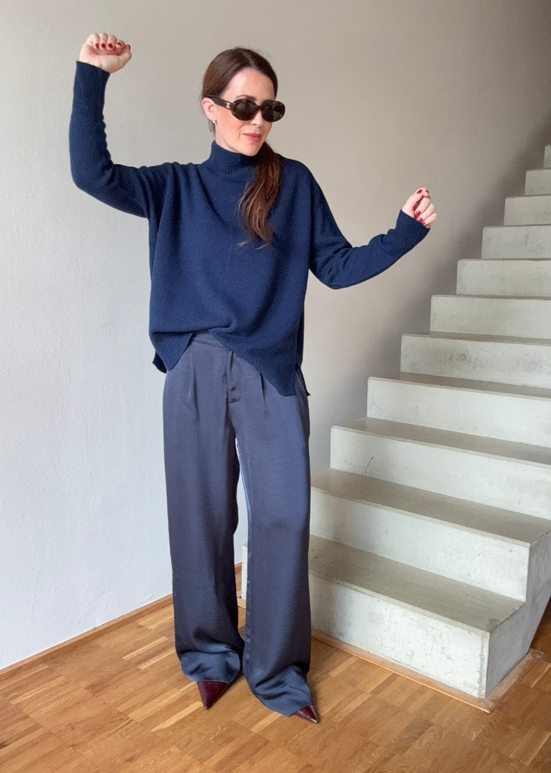 Rollkragenpullover mit Kaschmir - Navy