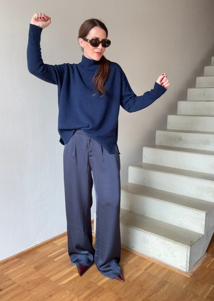 Rollkragenpullover mit Kaschmir - Navy