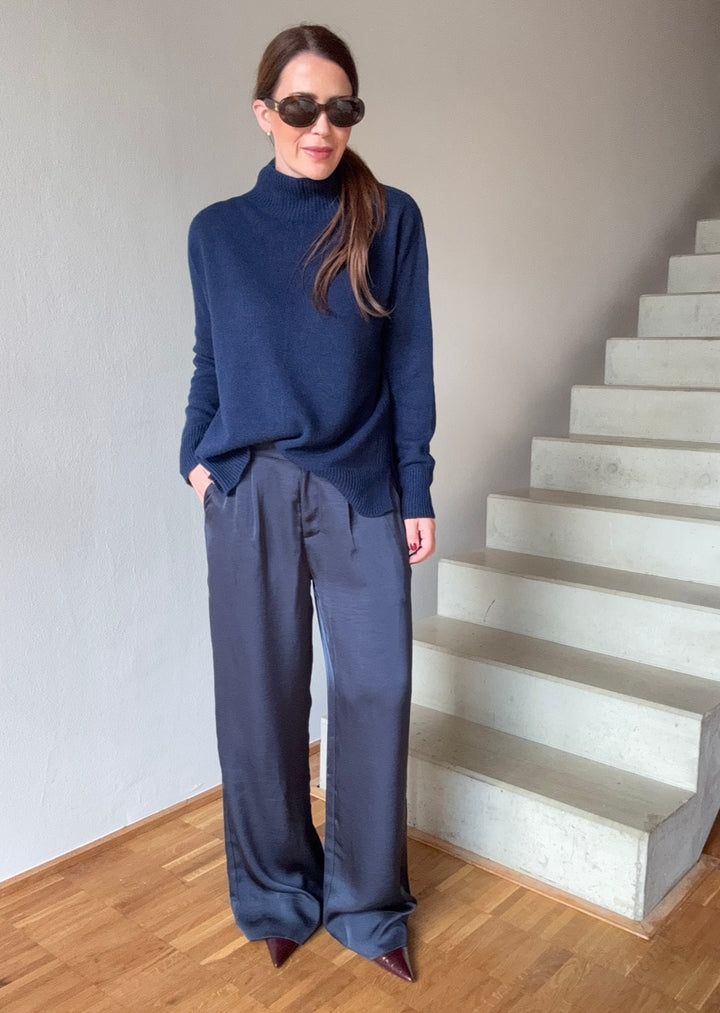 Rollkragenpullover mit Kaschmir - Navy