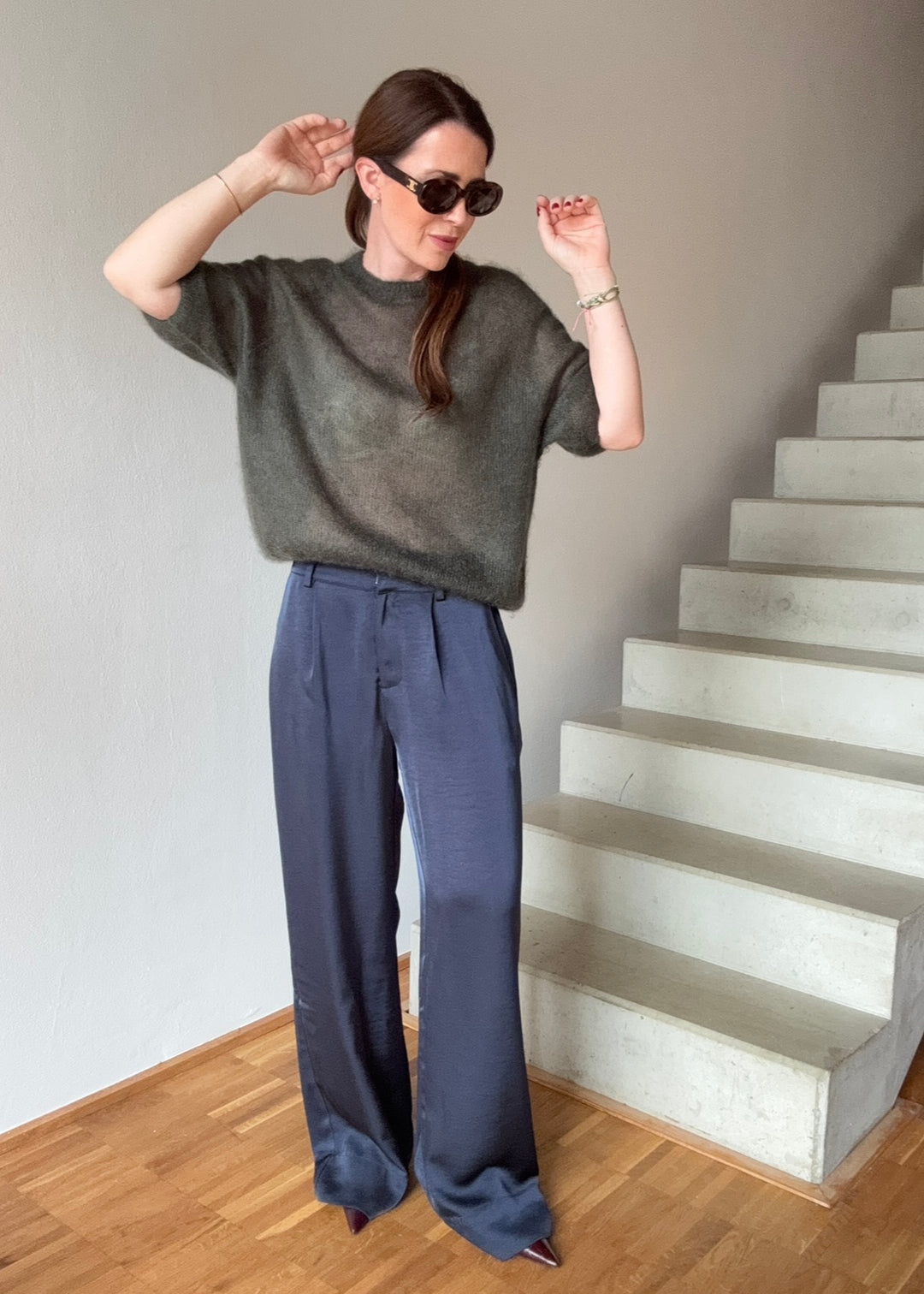 Dünnes Mohairshirt - Khaki