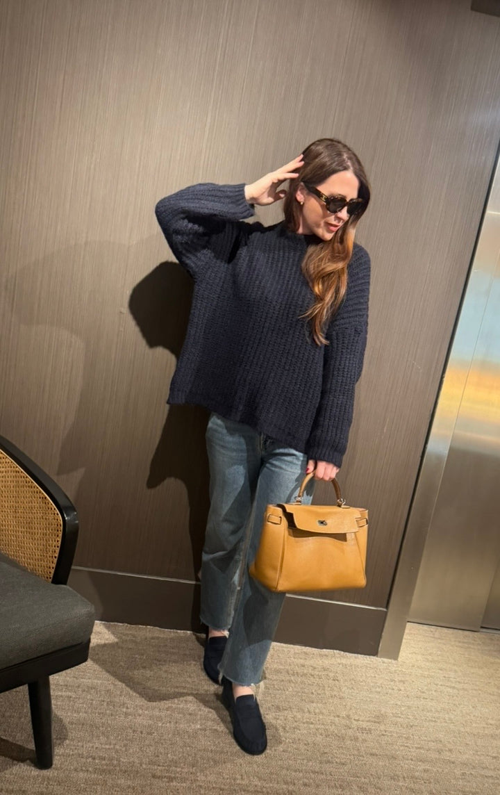 Oversize-Strickpullover - Navy