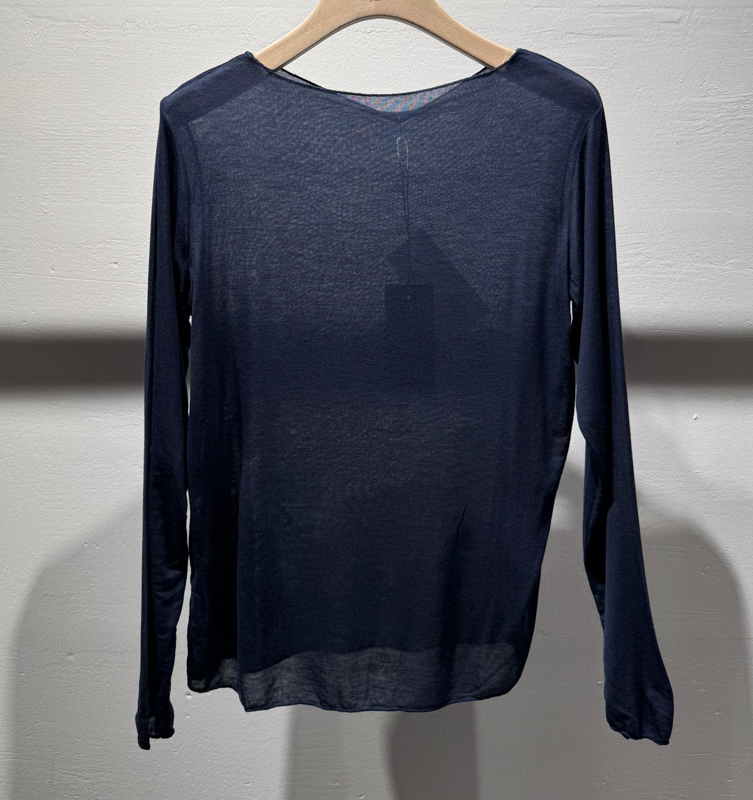 Dünnes Shirt mit Kaschmir - Navy