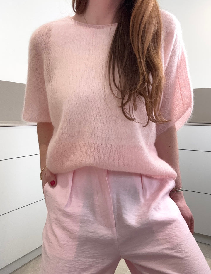 Dünnes oversize Mohair-Shirt - Rosa
