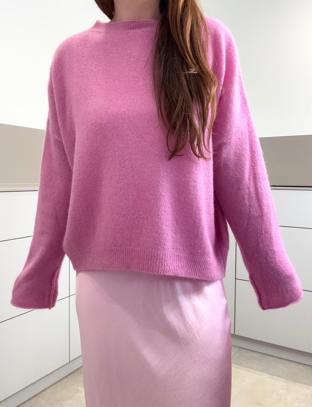Baby-Alpaka Pullover - Flieder/Rosa