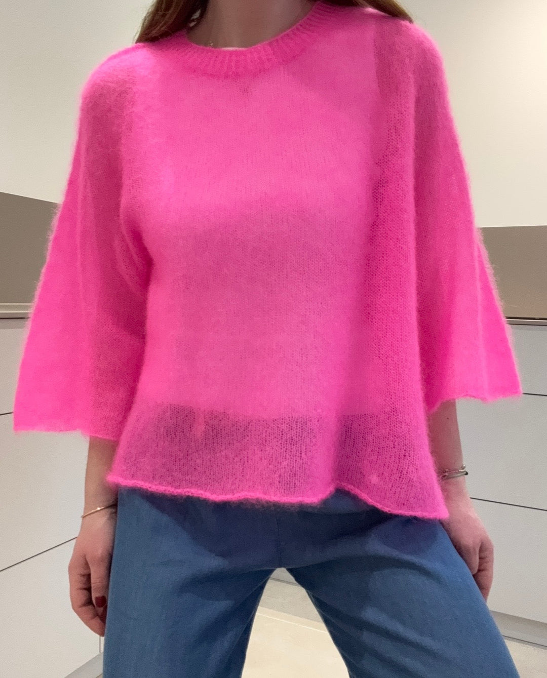 Dünnes Mohair-Shirt - Pink