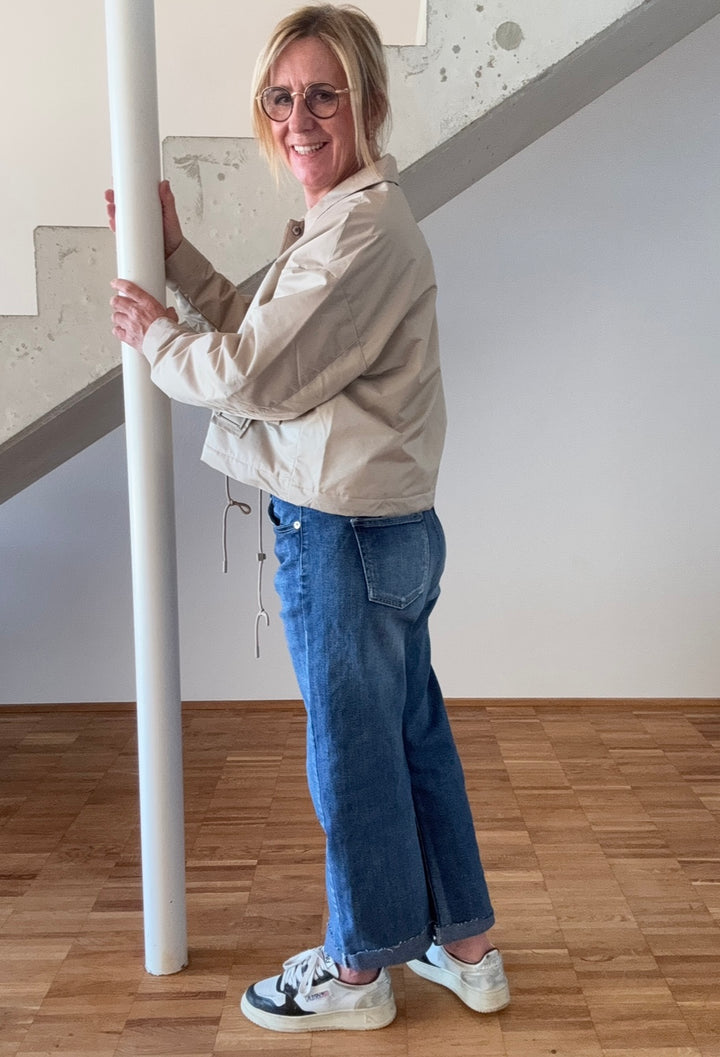 Verkürzte Bomberjacke - Beige