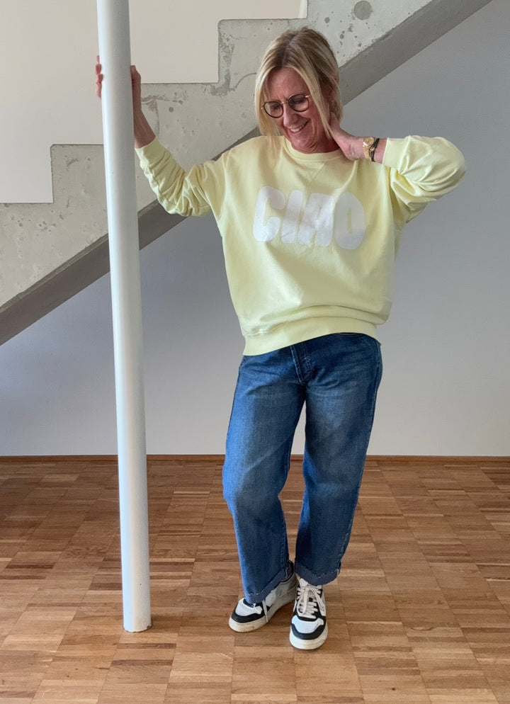Sweater mit Aufschrift - Gelb