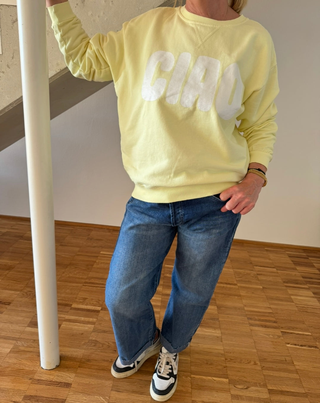 Sweater mit Aufschrift - Gelb