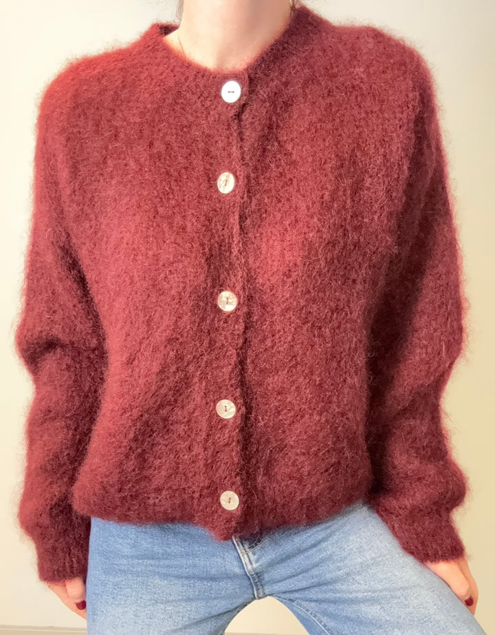 Mohair-Cardigan - Burgunder
