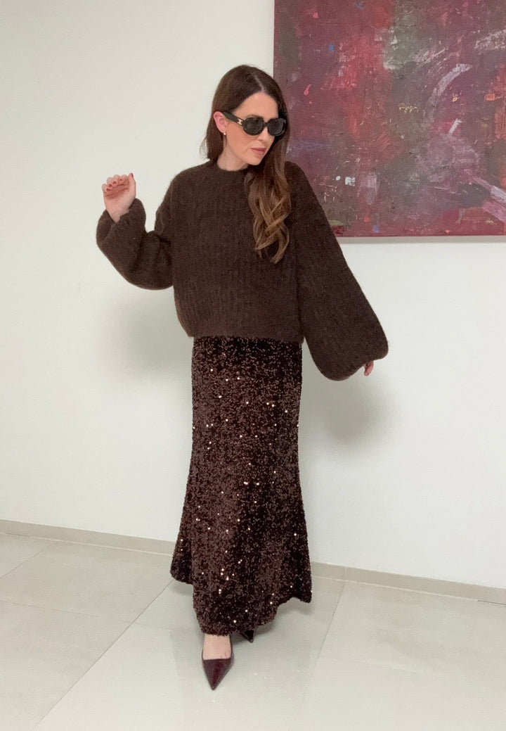 Verkürzter Pullover - Braun 89