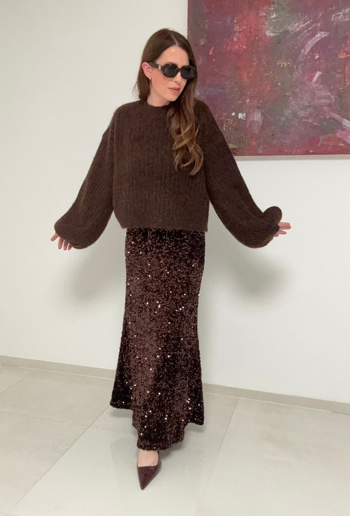 Verkürzter Pullover - Braun 89